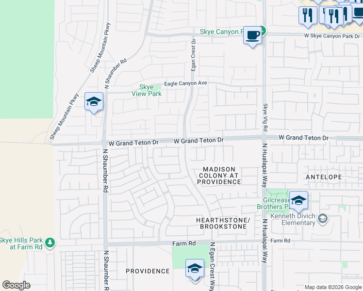 map of restaurants, bars, coffee shops, grocery stores, and more near 10421 White Princess Avenue in Las Vegas