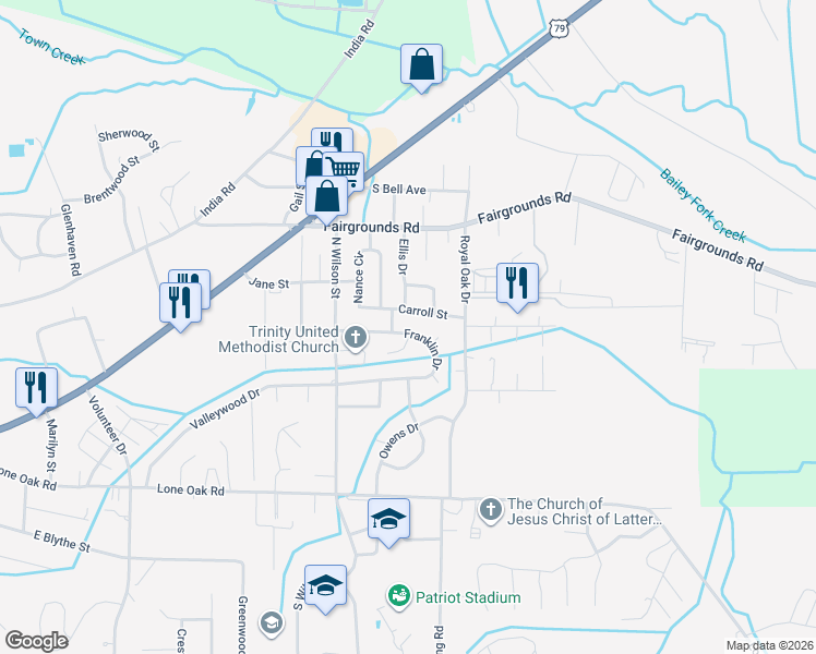 map of restaurants, bars, coffee shops, grocery stores, and more near 404 Franklin Drive in Paris