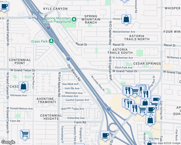map of restaurants, bars, coffee shops, grocery stores, and more near 7964 Lovely Pine Place in Las Vegas