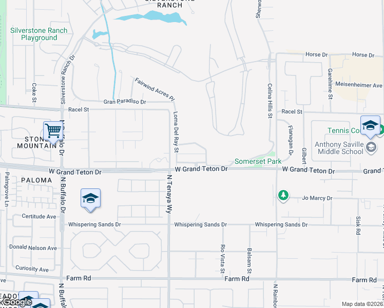 map of restaurants, bars, coffee shops, grocery stores, and more near River Meadows Avenue in Las Vegas