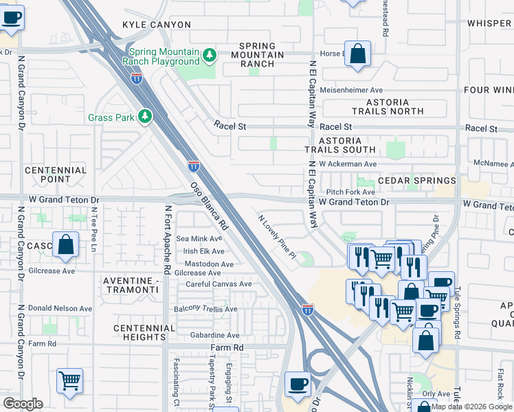 map of restaurants, bars, coffee shops, grocery stores, and more near 7964 Lovely Pine Place in Las Vegas