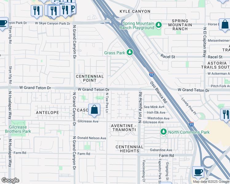 map of restaurants, bars, coffee shops, grocery stores, and more near in Las Vegas