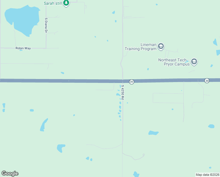 map of restaurants, bars, coffee shops, grocery stores, and more near 21860 Oklahoma 20 in Claremore