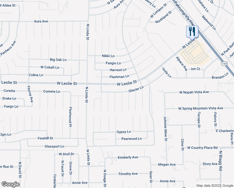 map of restaurants, bars, coffee shops, grocery stores, and more near 5941 Orcas Avenue in Pahrump