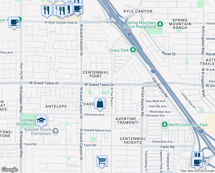 map of restaurants, bars, coffee shops, grocery stores, and more near 9418 Blooming Grove Avenue in Las Vegas