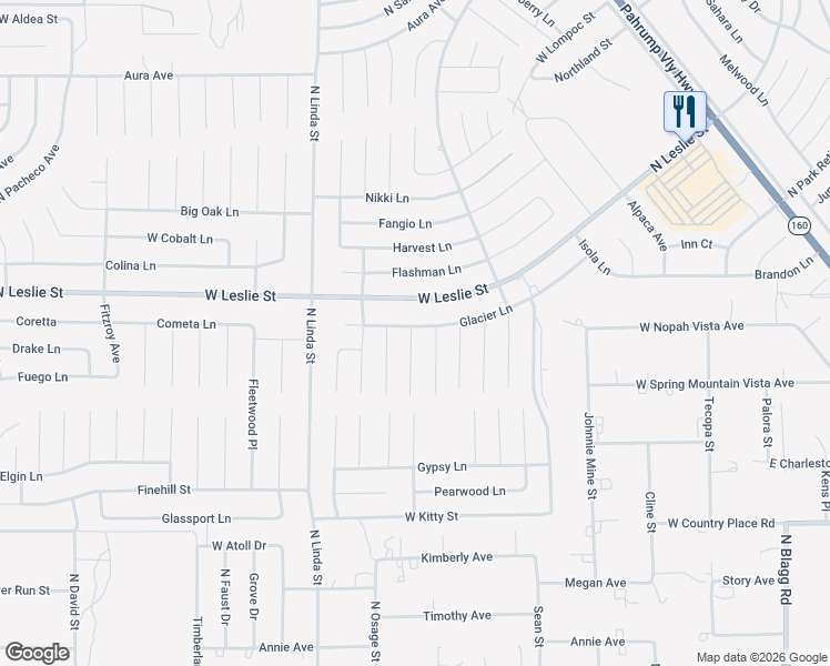 map of restaurants, bars, coffee shops, grocery stores, and more near 5941 Orcas Avenue in Pahrump
