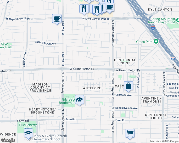map of restaurants, bars, coffee shops, grocery stores, and more near 9836 Twilight Walk Avenue in Las Vegas