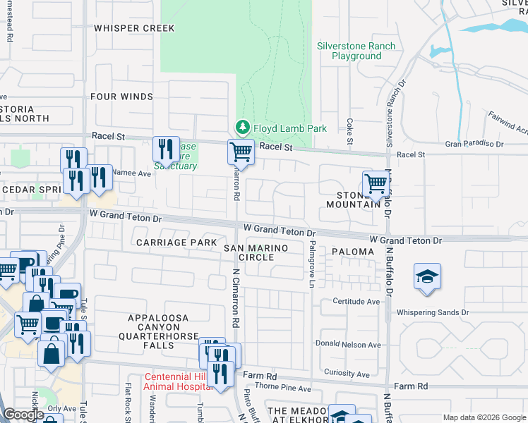 map of restaurants, bars, coffee shops, grocery stores, and more near 7918 Villa Pintura Avenue in Las Vegas
