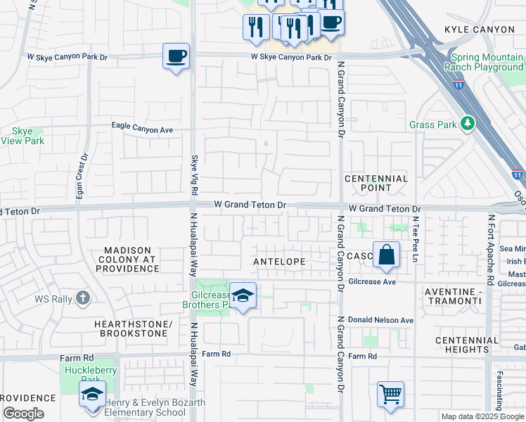 map of restaurants, bars, coffee shops, grocery stores, and more near 9860 Twilight Walk Avenue in Las Vegas