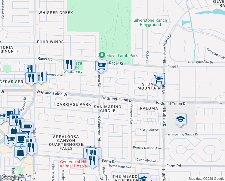 map of restaurants, bars, coffee shops, grocery stores, and more near 7915 Villa Pintura Avenue in Las Vegas