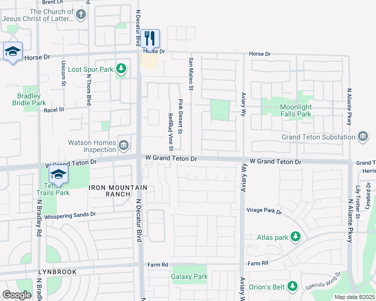 map of restaurants, bars, coffee shops, grocery stores, and more near 8009 San Mateo Street in North Las Vegas