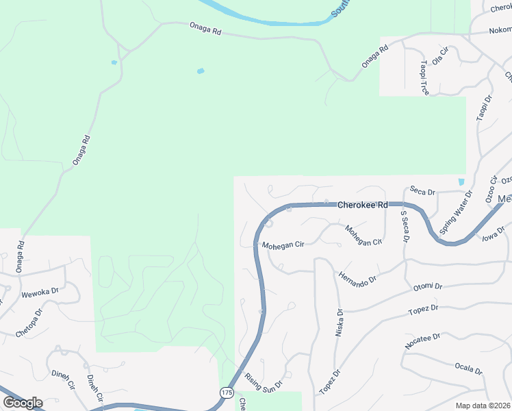 map of restaurants, bars, coffee shops, grocery stores, and more near Menasha Trce in Cherokee Village