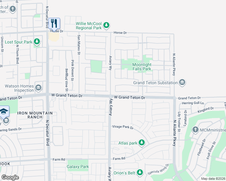 map of restaurants, bars, coffee shops, grocery stores, and more near 8053 Ken Smith Falls Street in North Las Vegas