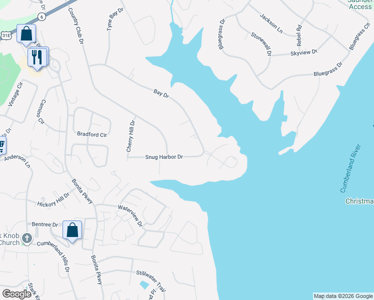 map of restaurants, bars, coffee shops, grocery stores, and more near 156 Snug Harbor Drive in Hendersonville