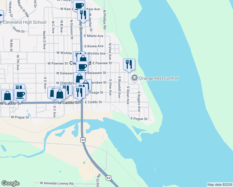map of restaurants, bars, coffee shops, grocery stores, and more near 310 South Rosehill Avenue in Cleveland