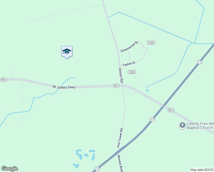 map of restaurants, bars, coffee shops, grocery stores, and more near Saint Johns Highway in Ahoskie