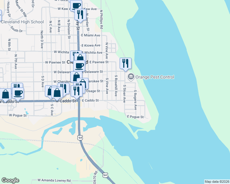 map of restaurants, bars, coffee shops, grocery stores, and more near 310 South Rosehill Avenue in Cleveland