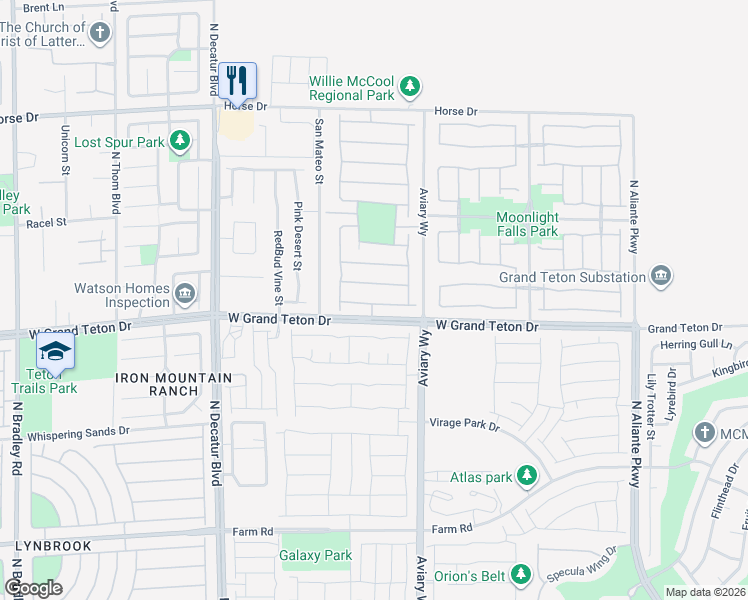 map of restaurants, bars, coffee shops, grocery stores, and more near 4337 Oasis Valley Avenue in North Las Vegas