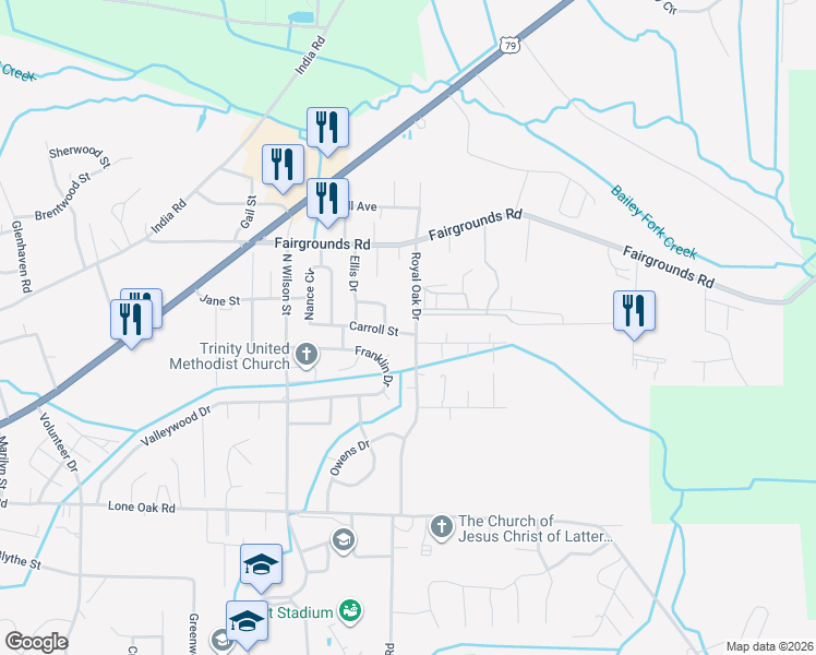 map of restaurants, bars, coffee shops, grocery stores, and more near 506 Franklin Drive in Paris