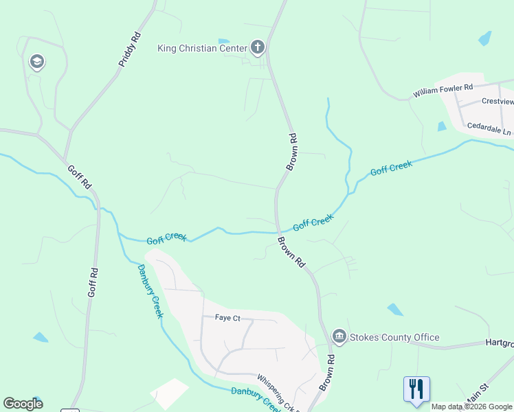 map of restaurants, bars, coffee shops, grocery stores, and more near 114 Deerfield Road in King