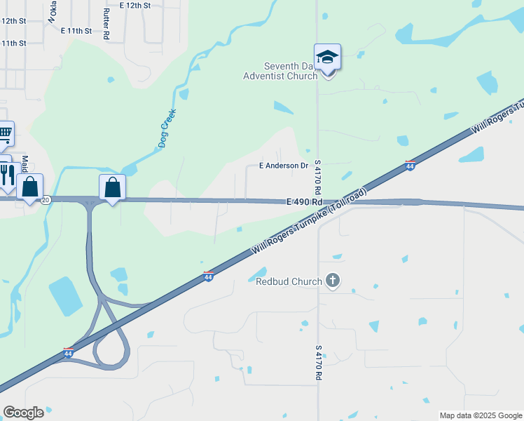 map of restaurants, bars, coffee shops, grocery stores, and more near 13777 Oklahoma 20 in Claremore