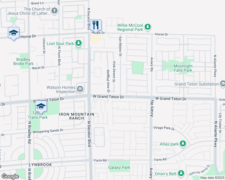 map of restaurants, bars, coffee shops, grocery stores, and more near 8017 Pink Desert Street in North Las Vegas