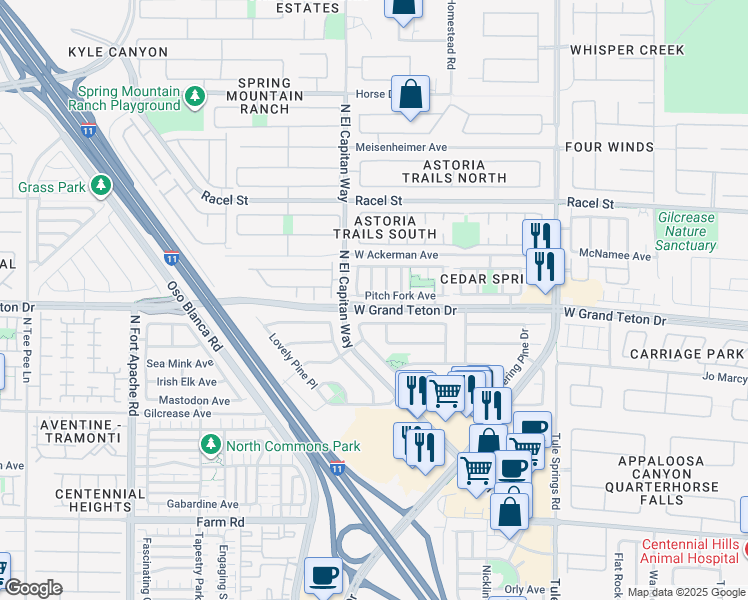 map of restaurants, bars, coffee shops, grocery stores, and more near 8729 Pitch Fork Avenue in Las Vegas