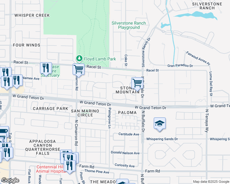 map of restaurants, bars, coffee shops, grocery stores, and more near 8101 Villa De La Playa Street in Las Vegas
