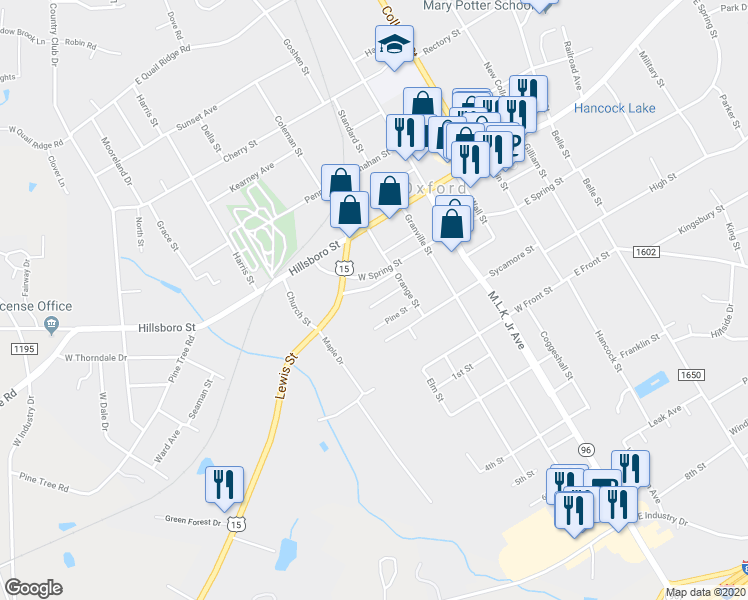 map of restaurants, bars, coffee shops, grocery stores, and more near 112 Gregory Place in Oxford