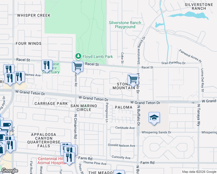 map of restaurants, bars, coffee shops, grocery stores, and more near 8101 Villa De La Playa Street in Las Vegas