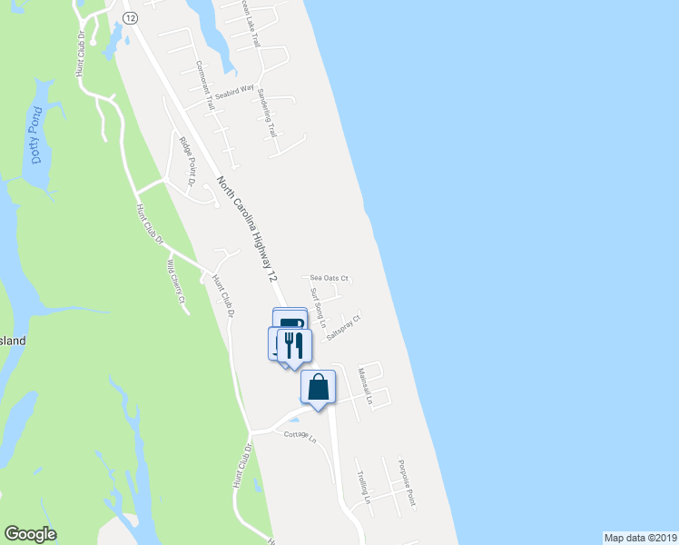 map of restaurants, bars, coffee shops, grocery stores, and more near 613 Sea Oats Court in Corolla