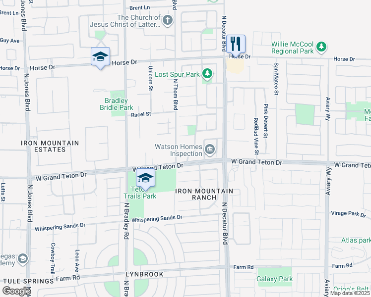 map of restaurants, bars, coffee shops, grocery stores, and more near 5021 Ropers Rock Court in Las Vegas