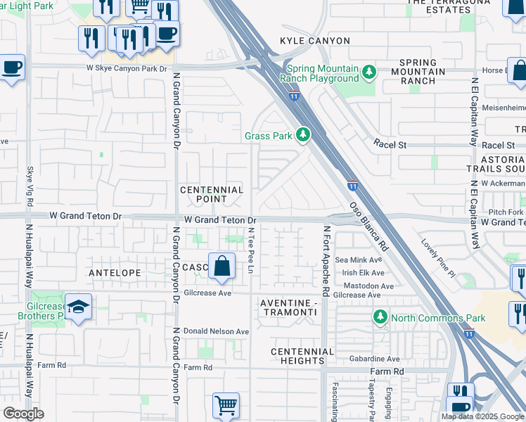 map of restaurants, bars, coffee shops, grocery stores, and more near 8042 Mosaic Sunrise Lane in Las Vegas