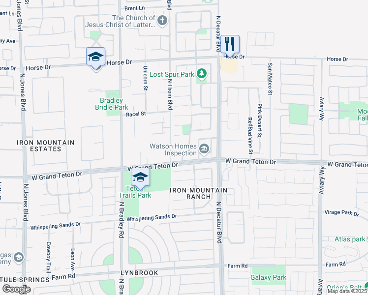 map of restaurants, bars, coffee shops, grocery stores, and more near 5020 Ropers Rock Court in Las Vegas