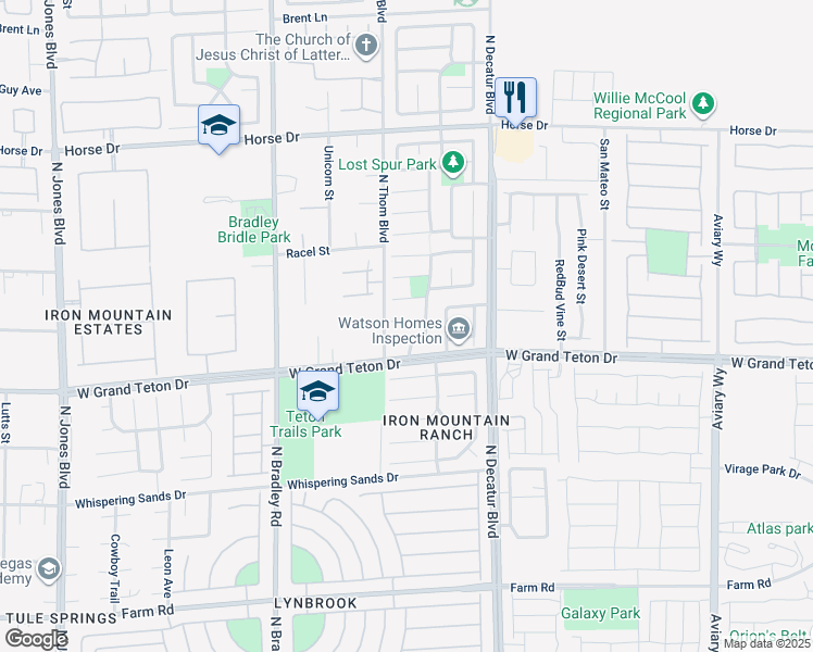 map of restaurants, bars, coffee shops, grocery stores, and more near 5021 Ropers Rock Court in Las Vegas