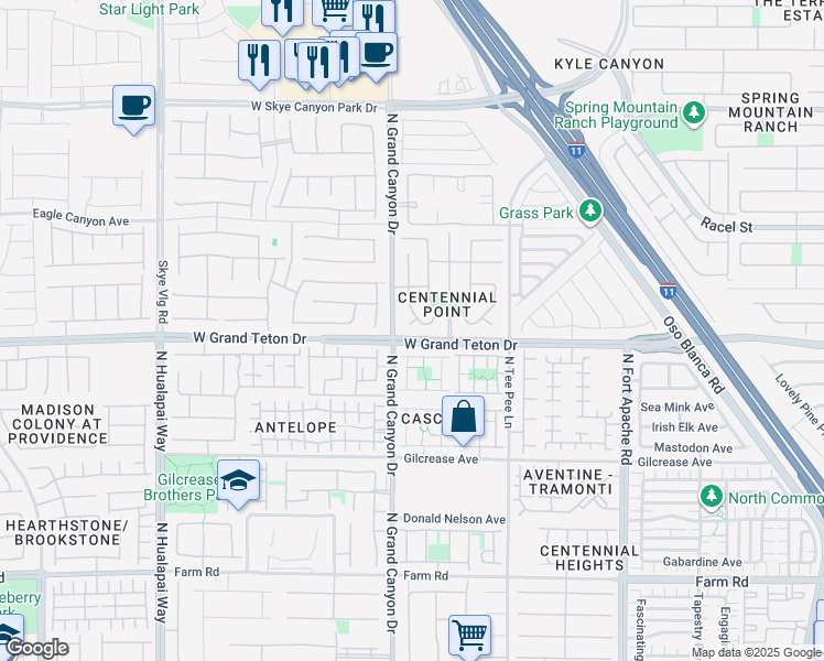 map of restaurants, bars, coffee shops, grocery stores, and more near 8040 Caspian Moon Drive in Las Vegas