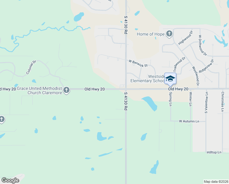 map of restaurants, bars, coffee shops, grocery stores, and more near 9794 Oklahoma 20 in Claremore