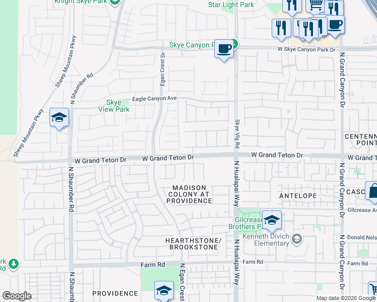 map of restaurants, bars, coffee shops, grocery stores, and more near 10235 Knotty Skye Avenue in Las Vegas