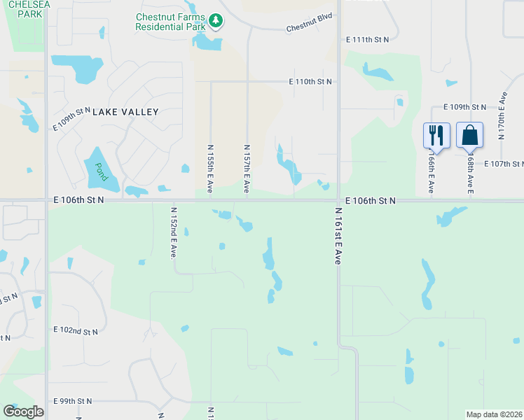 map of restaurants, bars, coffee shops, grocery stores, and more near 15618 East 490 Road in Owasso