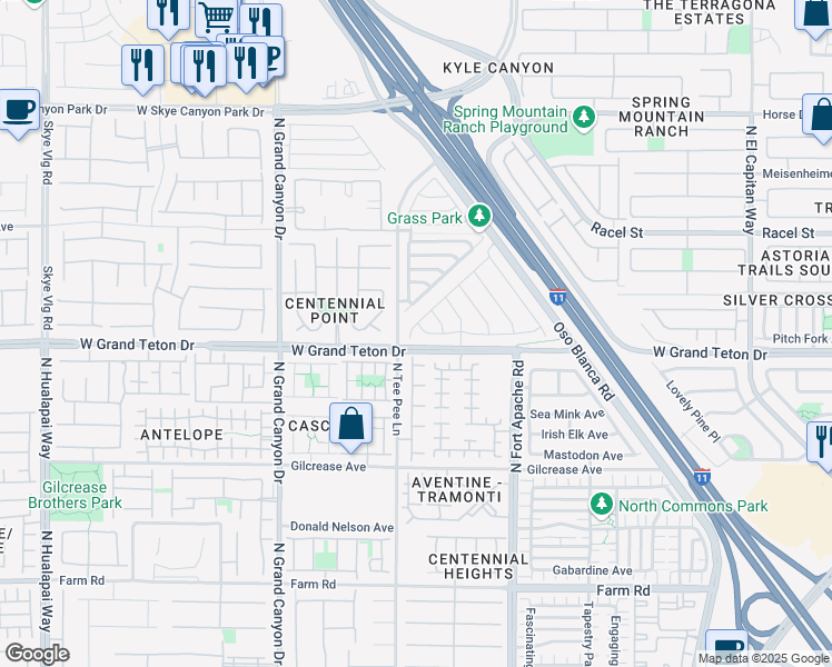 map of restaurants, bars, coffee shops, grocery stores, and more near 8067 Mosaic Sunrise Lane in Las Vegas