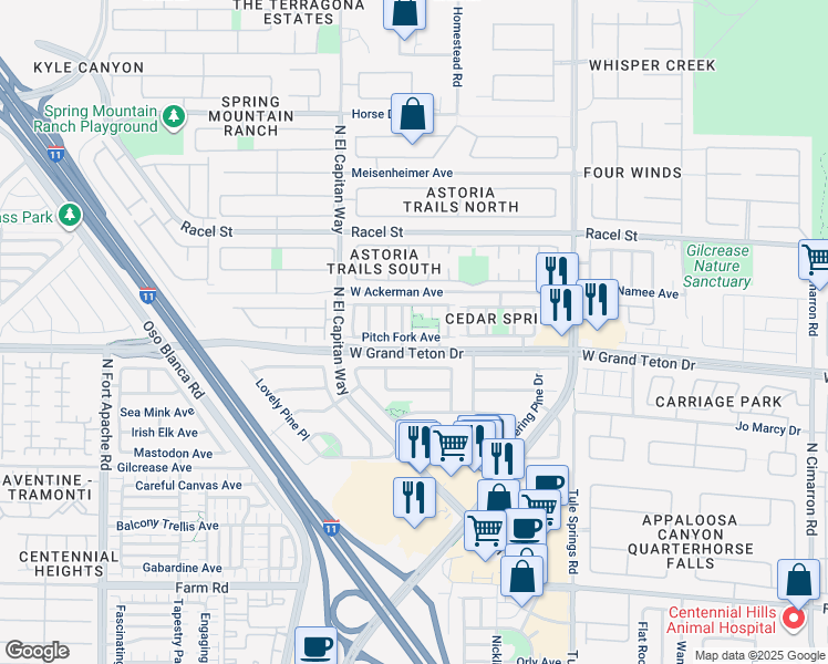 map of restaurants, bars, coffee shops, grocery stores, and more near 8648 Pitch Fork Avenue in Las Vegas