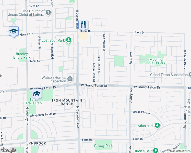 map of restaurants, bars, coffee shops, grocery stores, and more near 8028 Red Bud Vine Street in North Las Vegas
