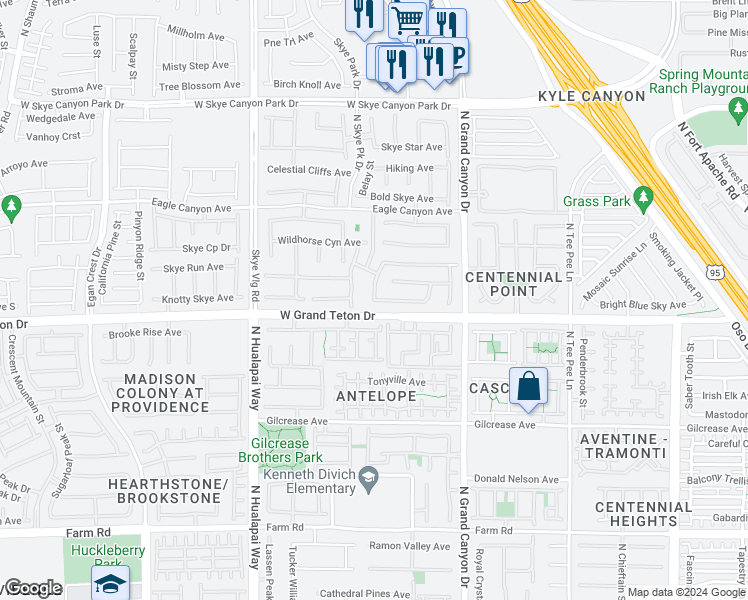 map of restaurants, bars, coffee shops, grocery stores, and more near 9726 Canyon Landing Avenue in Las Vegas