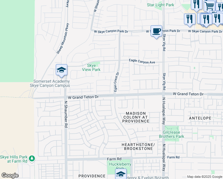 map of restaurants, bars, coffee shops, grocery stores, and more near 8018 Skye Bridge Street in Las Vegas
