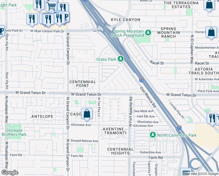 map of restaurants, bars, coffee shops, grocery stores, and more near 8113 Fleeting Twilight Place in Las Vegas