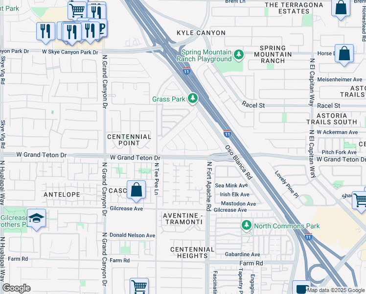 map of restaurants, bars, coffee shops, grocery stores, and more near 8115 Turquoise Tide Drive in Las Vegas