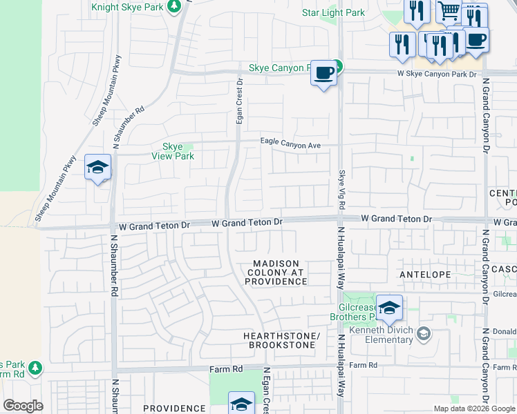 map of restaurants, bars, coffee shops, grocery stores, and more near 10260 Western Pine Avenue in Las Vegas