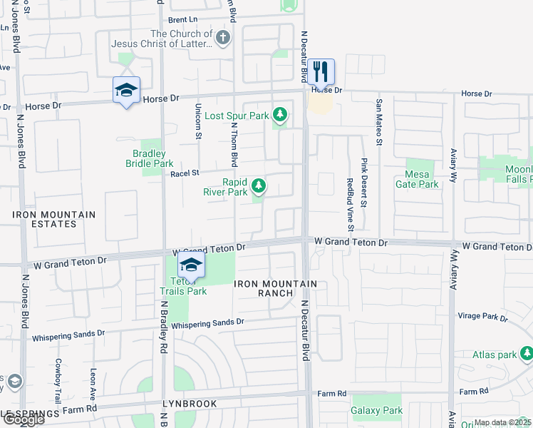 map of restaurants, bars, coffee shops, grocery stores, and more near 8028 Roundup Ridge Street in Las Vegas