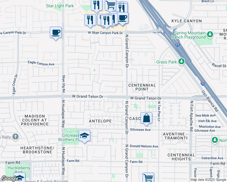 map of restaurants, bars, coffee shops, grocery stores, and more near 9668 Canyon Landing Avenue in Las Vegas