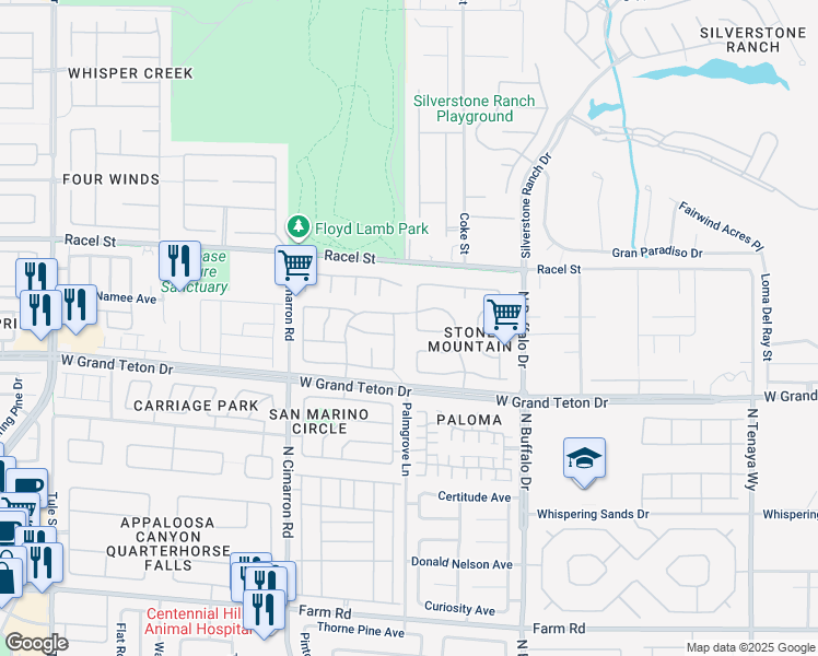 map of restaurants, bars, coffee shops, grocery stores, and more near 8101 Villa De La Playa Street in Las Vegas